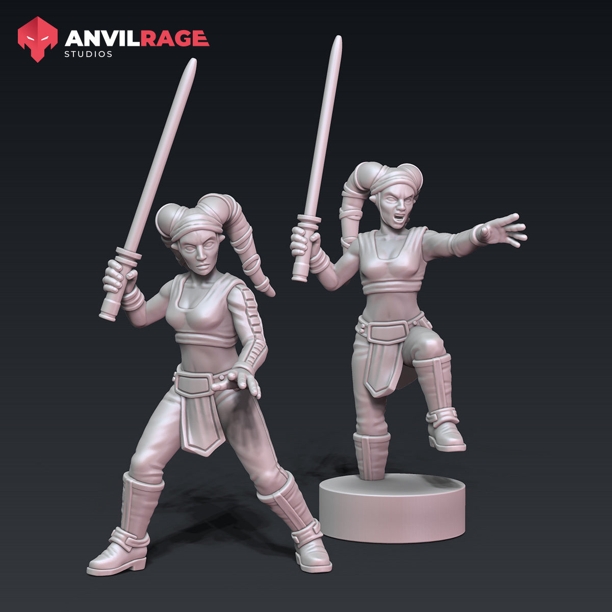 Blue Mistress Foot and Tank Commander | Anvilrage Galactic SciFi Miniatures 32mm 1/47 Legion Scale Role Playing
