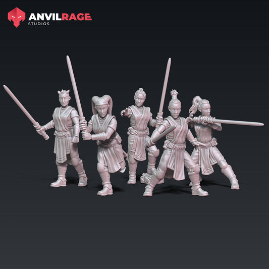 Force Girls | Anvilrage Galactic SciFi Miniatures 32mm 1/47 Legion Scale Role Playing Miniatures
