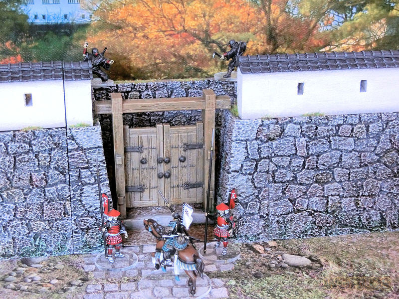 Feudal Japan Castle Walls Set | 3DAlienWorlds Fantasy and Historical Wargaming Terrain Wooden Gateway Role Playing