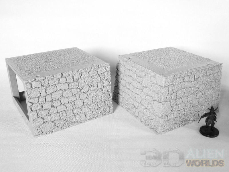Feudal Japan Castle Walls Set | 3DAlienWorlds Fantasy and Historical Wargaming Terrain Corner Wall Role Playing