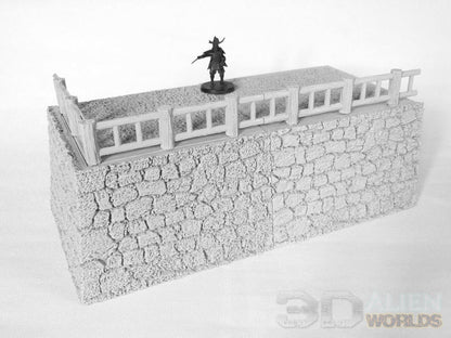 Feudal Japan Castle Walls Set | 3DAlienWorlds Fantasy and Historical Wargaming Terrain Fence Example (NOT FOR SALE)