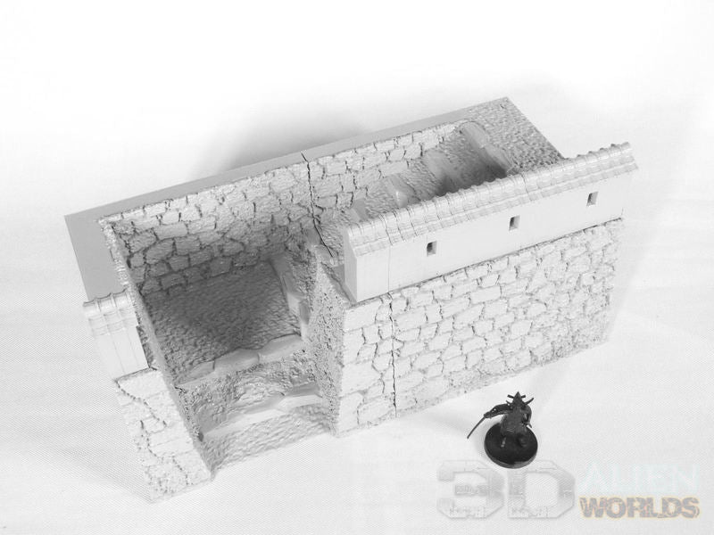 Feudal Japan Castle Walls Set | 3DAlienWorlds Fantasy and Historical Wargaming Terrain Slope Wall Role Playing