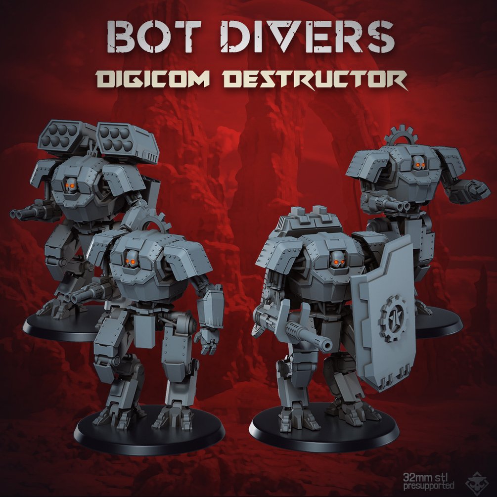 Heckdivers: Digicom Destructor | Skullforge Studios 32mm Wargaming Miniatures Role Playing Miniatures
