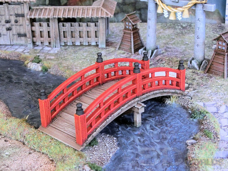 Feudal Japan Bridges | 3DAlienWorlds Fantasy and Historical Wargaming Terrain Wooden Bridge Role Playing Miniatures