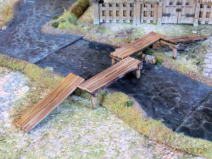 Feudal Japan Bridges | 3DAlienWorlds Fantasy and Historical Wargaming Terrain Plank Bridge Role Playing Miniatures