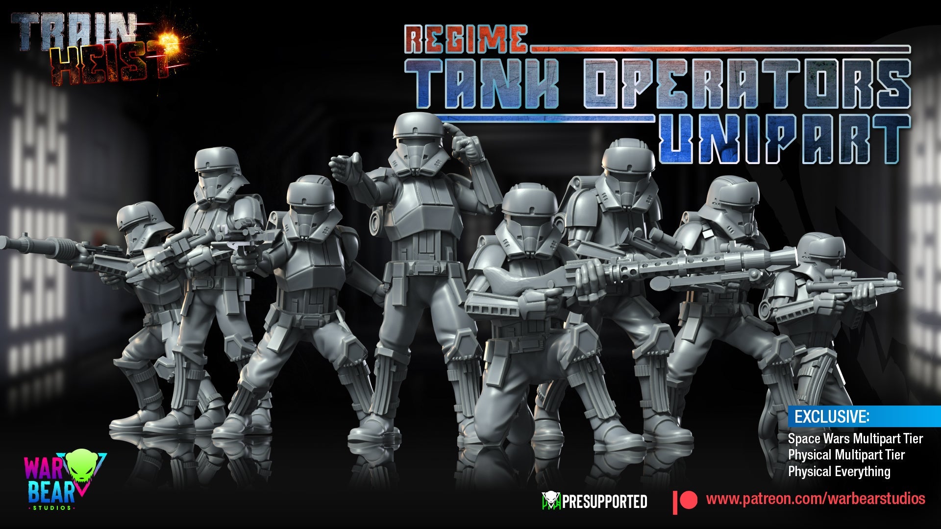 Train Heist Regime Tank Operators Monopose | Warbear Studios 28mm SciFi Wargaming Miniatures Role Playing Miniatures