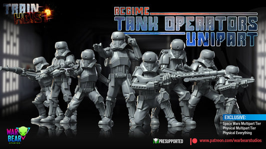 Train Heist Regime Tank Operators Monopose | Warbear Studios 28mm SciFi Wargaming Miniatures Role Playing Miniatures