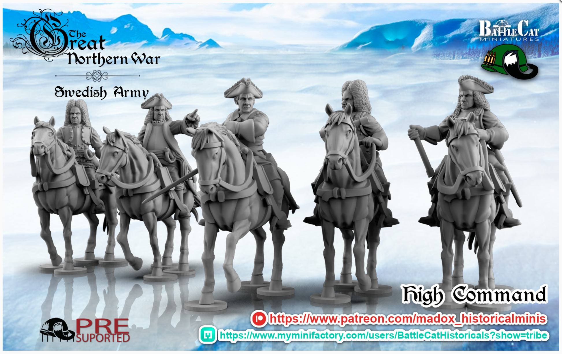 GNW Swedish High Command | Battlecat 28mm Historical Wargaming Miniatures Role Playing Miniatures
