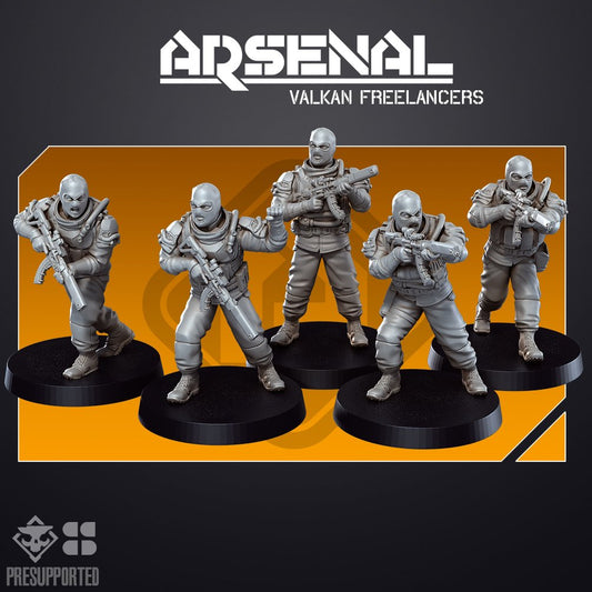 ARSENAL INFANTRY: Valkan Freelancers | Skullforge Studios 32mm Wargaming Miniatures Role Playing Miniatures