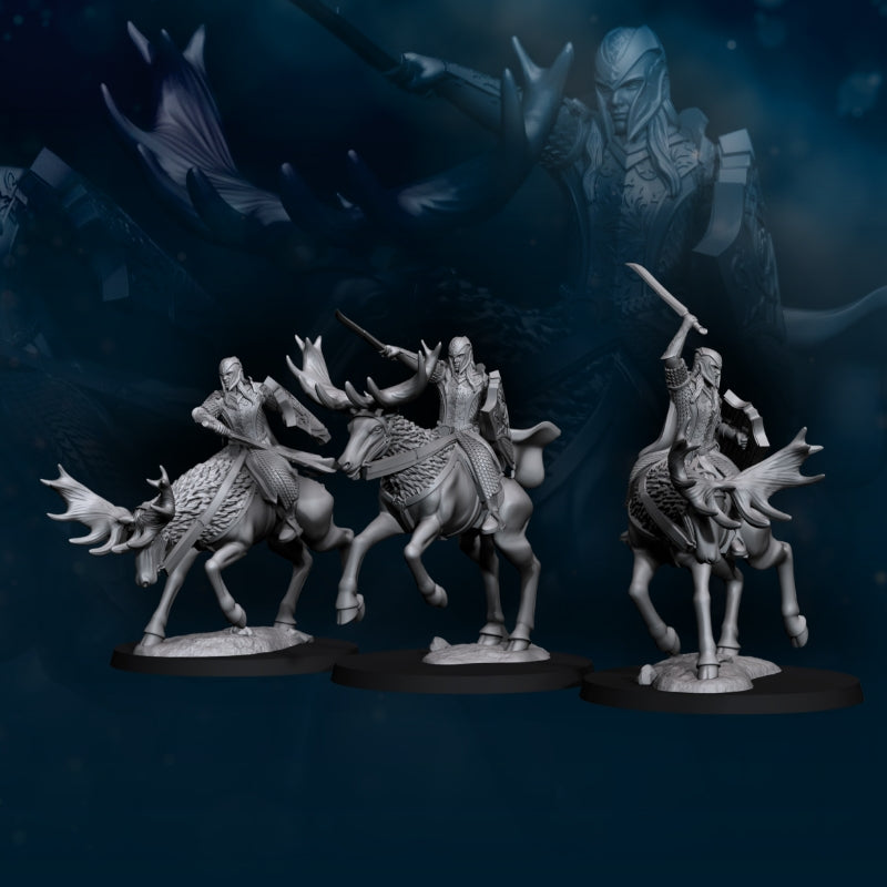 Wood Elf Knights on Elk | Davale Games 25mm Fantasy Wargaming Miniatures