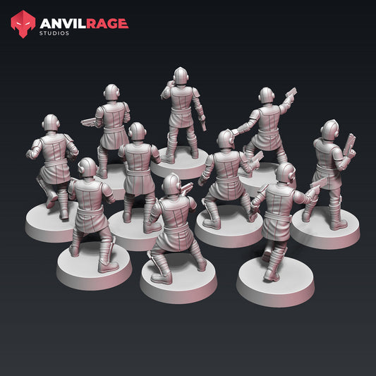 Old Way Peacekeeper Pistoleers | Anvilrage Galactic SciFi Miniatures 32mm 1/47 Legion Scale Role Playing Miniatures
