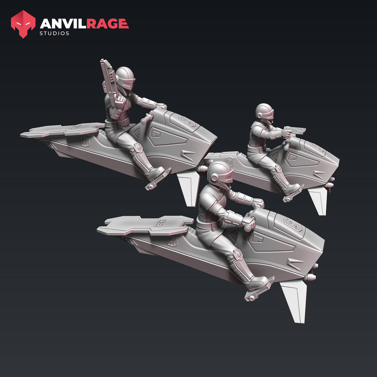Old Way Peacekeeper Bikes | Anvilrage Galactic SciFi Miniatures 32mm 1/47 Legion Scale Role Playing Miniatures