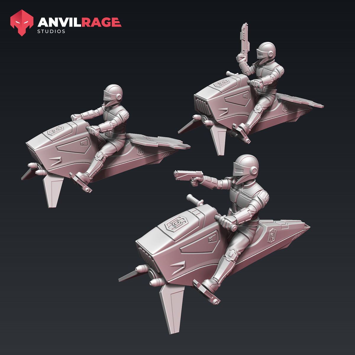 Old Way Peacekeeper Bikes | Anvilrage Galactic SciFi Miniatures 32mm 1/47 Legion Scale Role Playing Miniatures