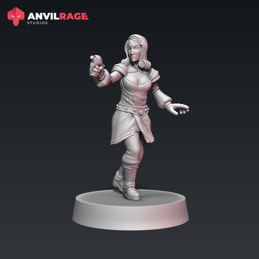 Satine Dame | Anvilrage Galactic SciFi Miniatures 32mm 1/47 Legion Scale Role Playing Miniatures