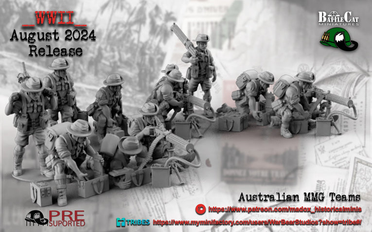 WW2 Australian Pacific MMG Teams | Battlecat 28mm Historical Wargaming Miniatures