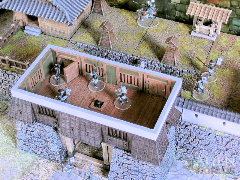 Feudal Japan Castle Wall Gate Tower | 3DAlienWorlds Fantasy and Historical Wargaming Terrain Role Playing Miniatures