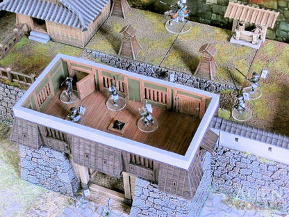 Feudal Japan Castle Wall Gate Tower | 3DAlienWorlds Fantasy and Historical Wargaming Terrain Role Playing Miniatures