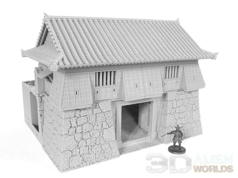 Feudal Japan Castle Wall Gate Tower | 3DAlienWorlds Fantasy and Historical Wargaming Terrain Role Playing Miniatures