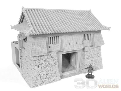 Feudal Japan Castle Wall Gate Tower | 3DAlienWorlds Fantasy and Historical Wargaming Terrain Role Playing Miniatures
