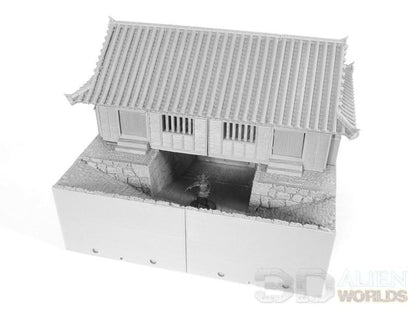 Feudal Japan Castle Wall Gate Tower | 3DAlienWorlds Fantasy and Historical Wargaming Terrain Role Playing Miniatures