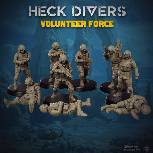Heckdivers: Volunteer Force | Skullforge Studios 32mm Wargaming Miniatures Role Playing Miniatures