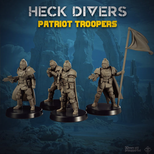 Heckdivers: Patriot Troopers | Skullforge Studios 32mm Wargaming Miniatures Role Playing Miniatures