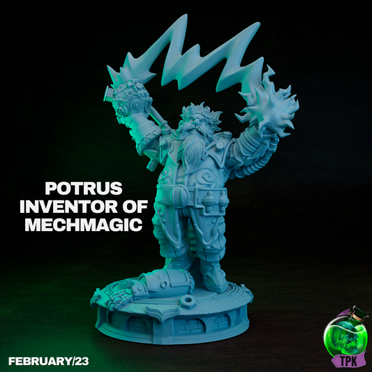 Potrus Mechmagic Inventor | TPK Lab 32mm Fantasy Tabletop RPG Miniatures Role Playing Miniatures