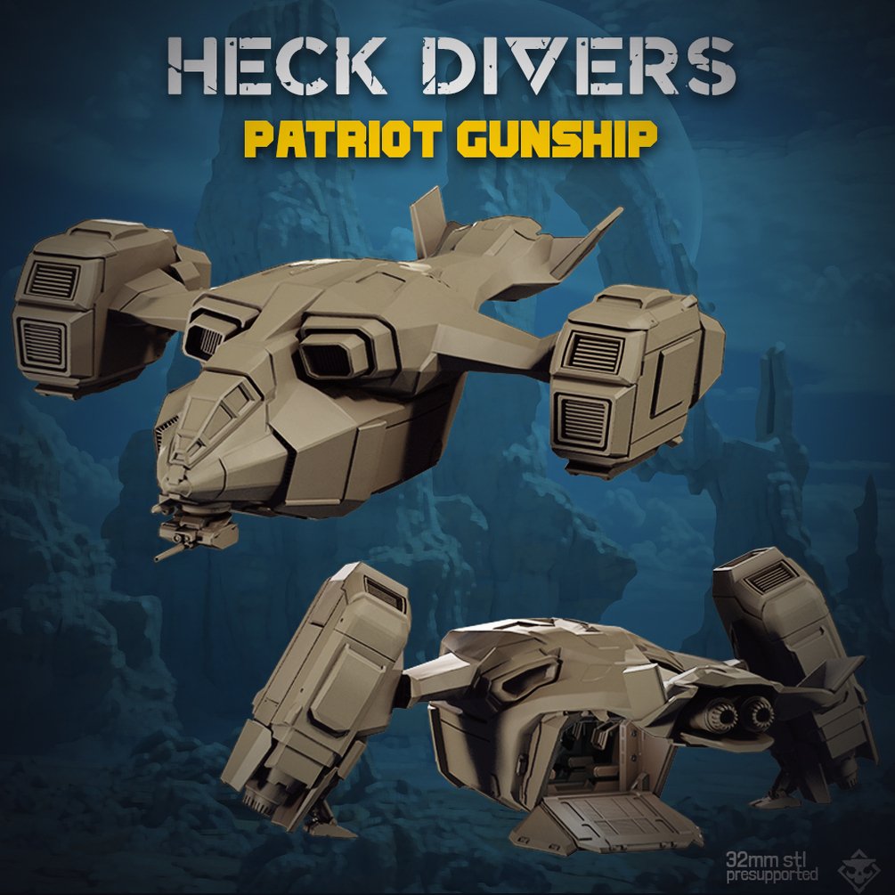 Heckdivers: Patriot Gunship | Skullforge Studios 32mm Wargaming Miniatures Role Playing Miniatures