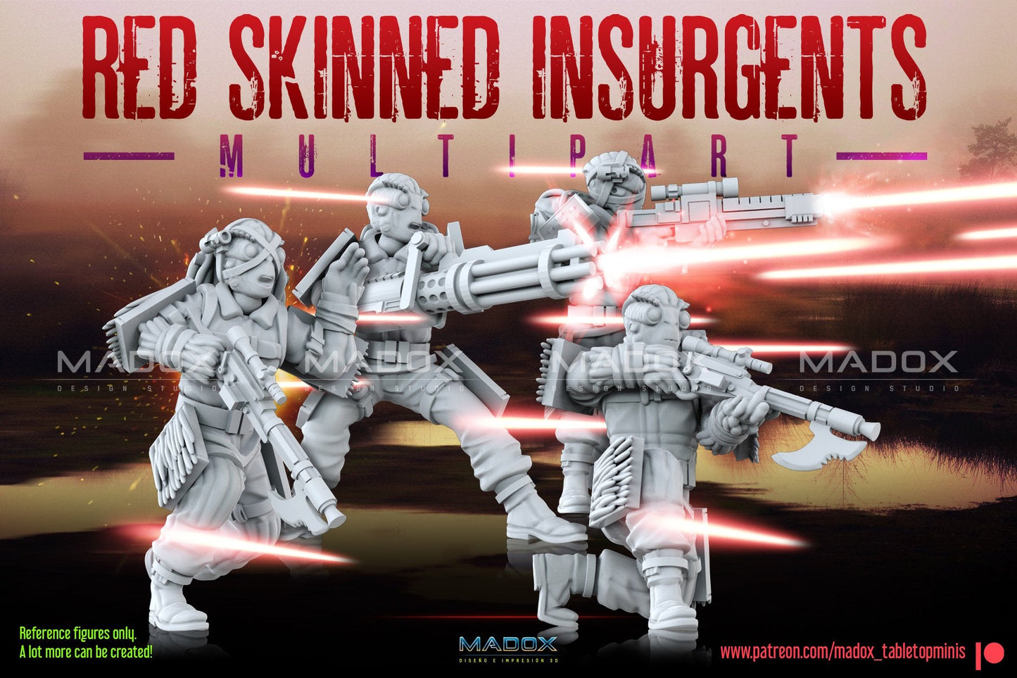 Red Skinned Insurgents Build Kit | Warbear Studios 28mm SciFi Wargaming Miniatures Role Playing Miniatures