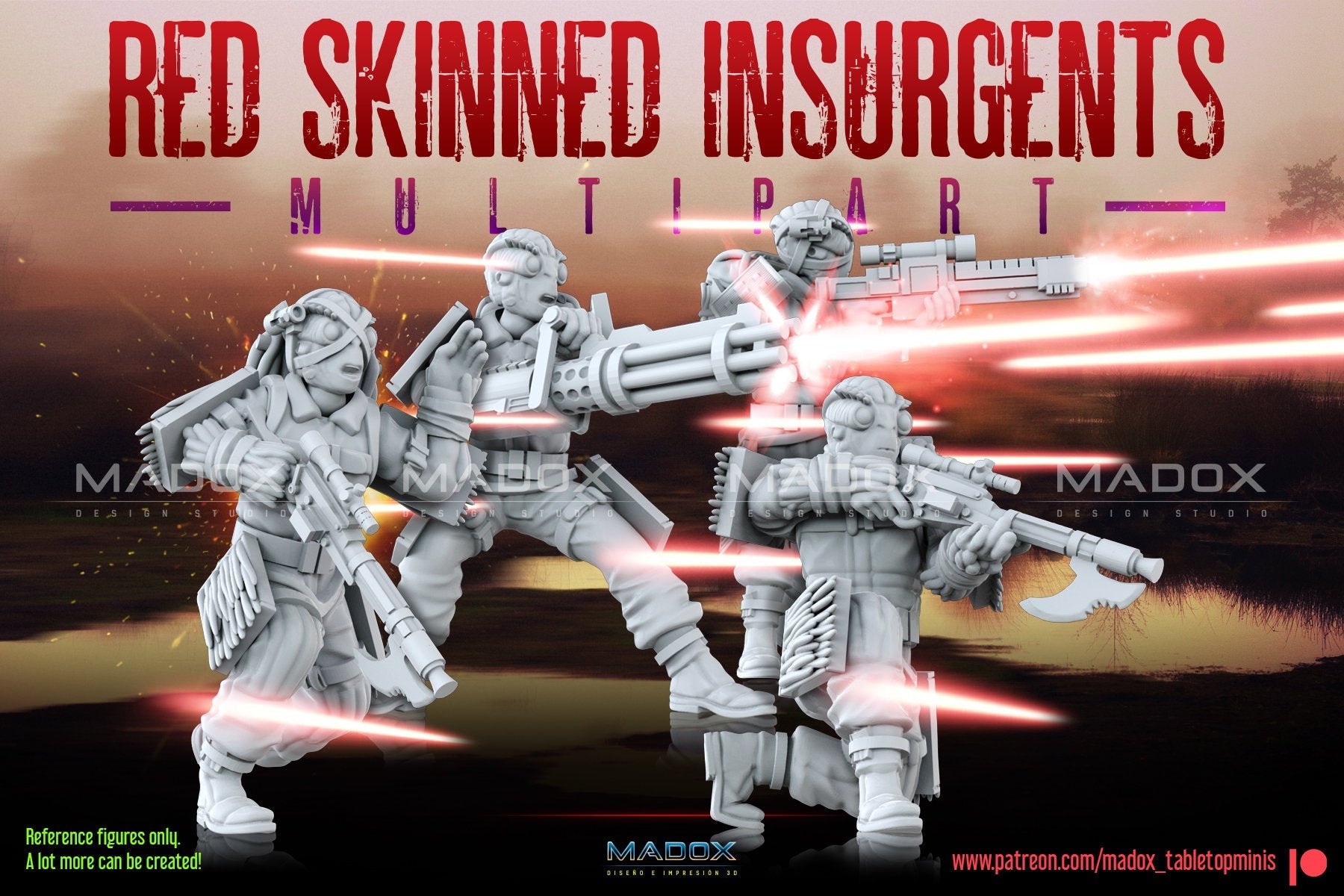 Red Skinned Insurgents Build Kit | Warbear Studios 28mm SciFi Wargaming Miniatures Role Playing Miniatures