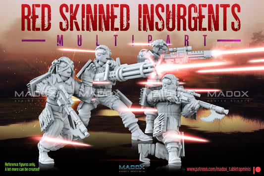 Red Skinned Insurgents Build Kit | Warbear Studios 28mm SciFi Wargaming Miniatures Role Playing Miniatures