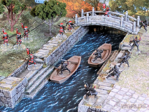 Feudal Japan Modular Canal | 3DAlienWorlds Fantasy and Historical Wargaming Terrain Role Playing Miniatures
