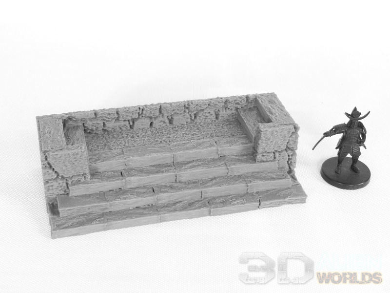 Feudal Japan Modular Canal | 3DAlienWorlds Fantasy and Historical Wargaming Terrain Canalside Steps Role Playing