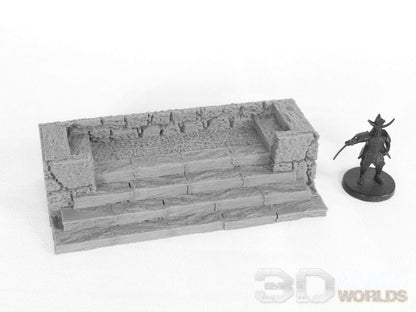 Feudal Japan Modular Canal | 3DAlienWorlds Fantasy and Historical Wargaming Terrain Canalside Steps Role Playing