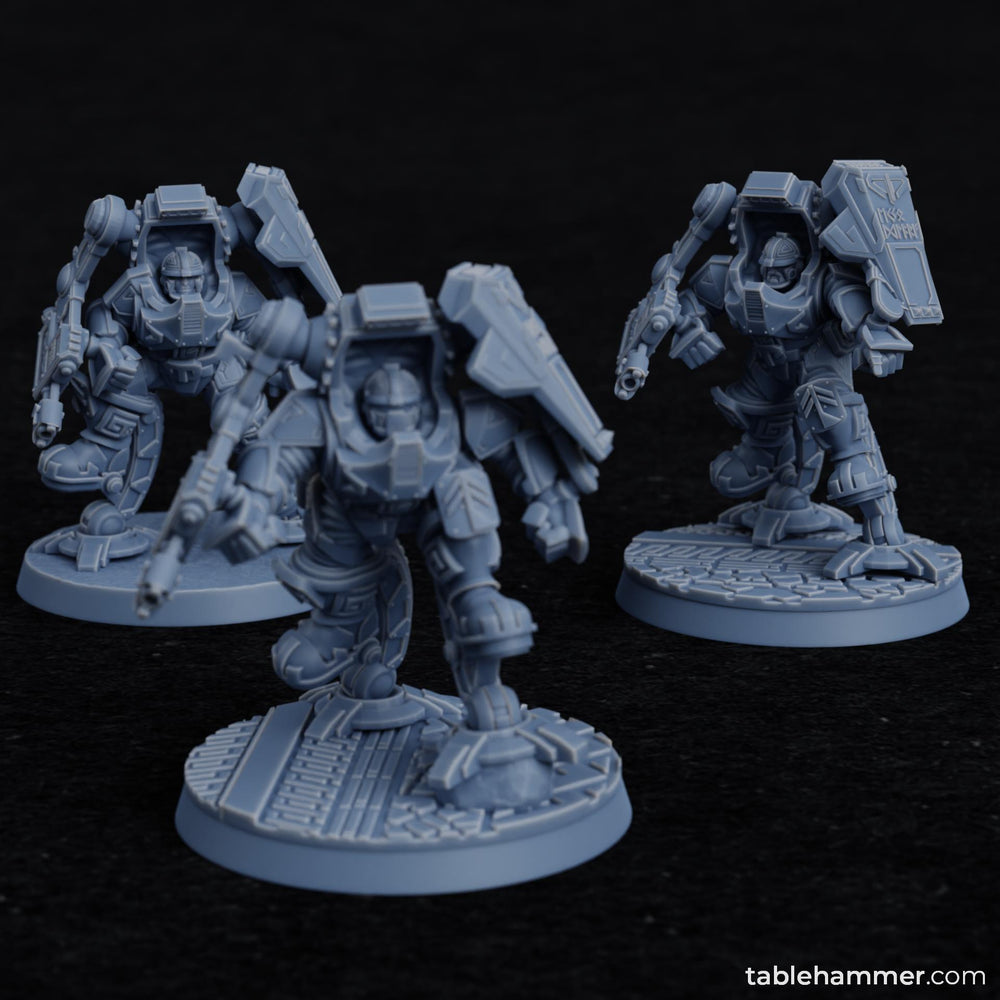 Federation of Tyr Exo Dwarves (Rail Guns) | Tablehammer Grimdark Wargaming Miniatures