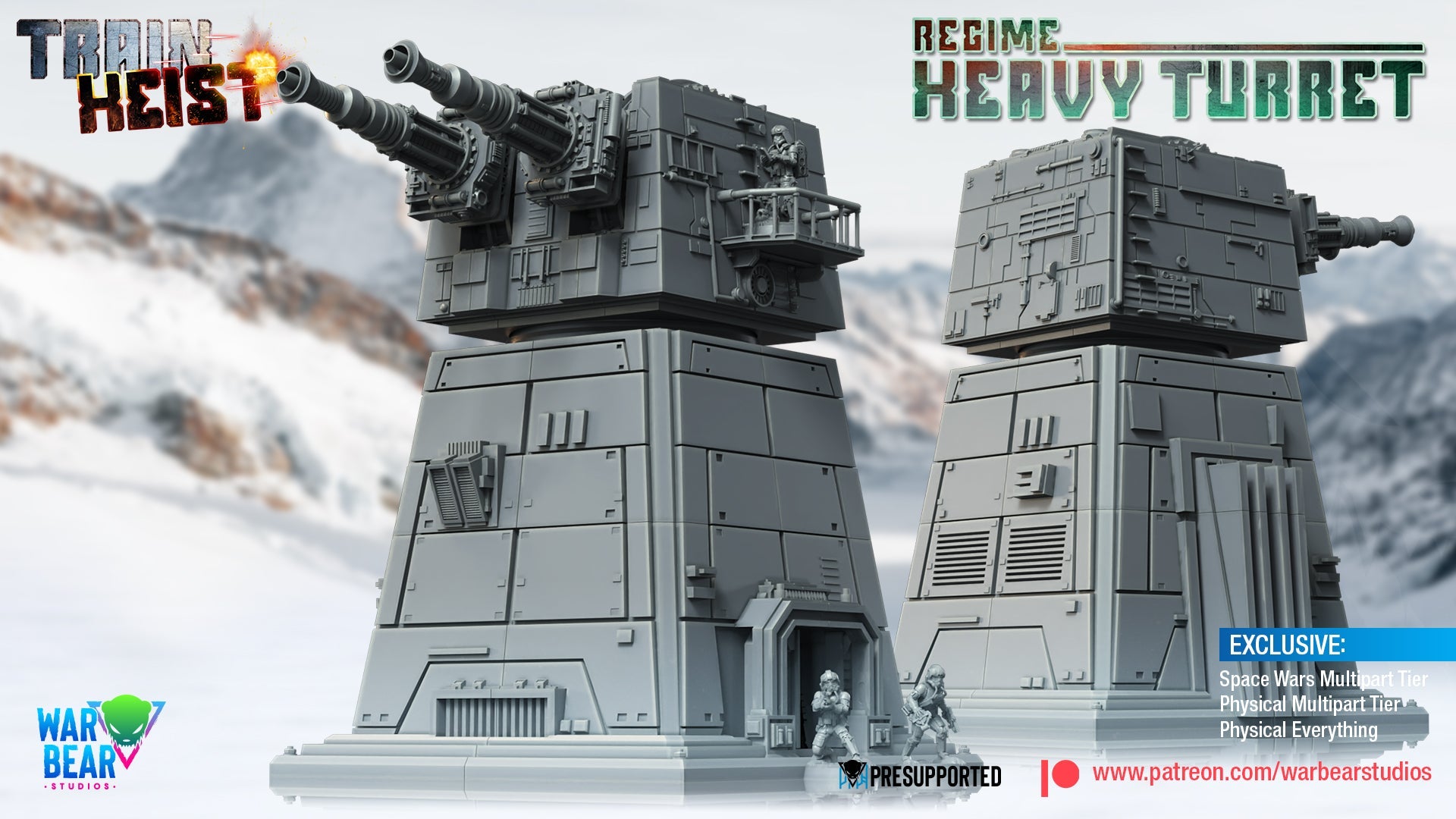 Train Heist Regime Heavy Turret Tower | Warbear Studios 28mm SciFi Wargaming Miniatures Role Playing Miniatures