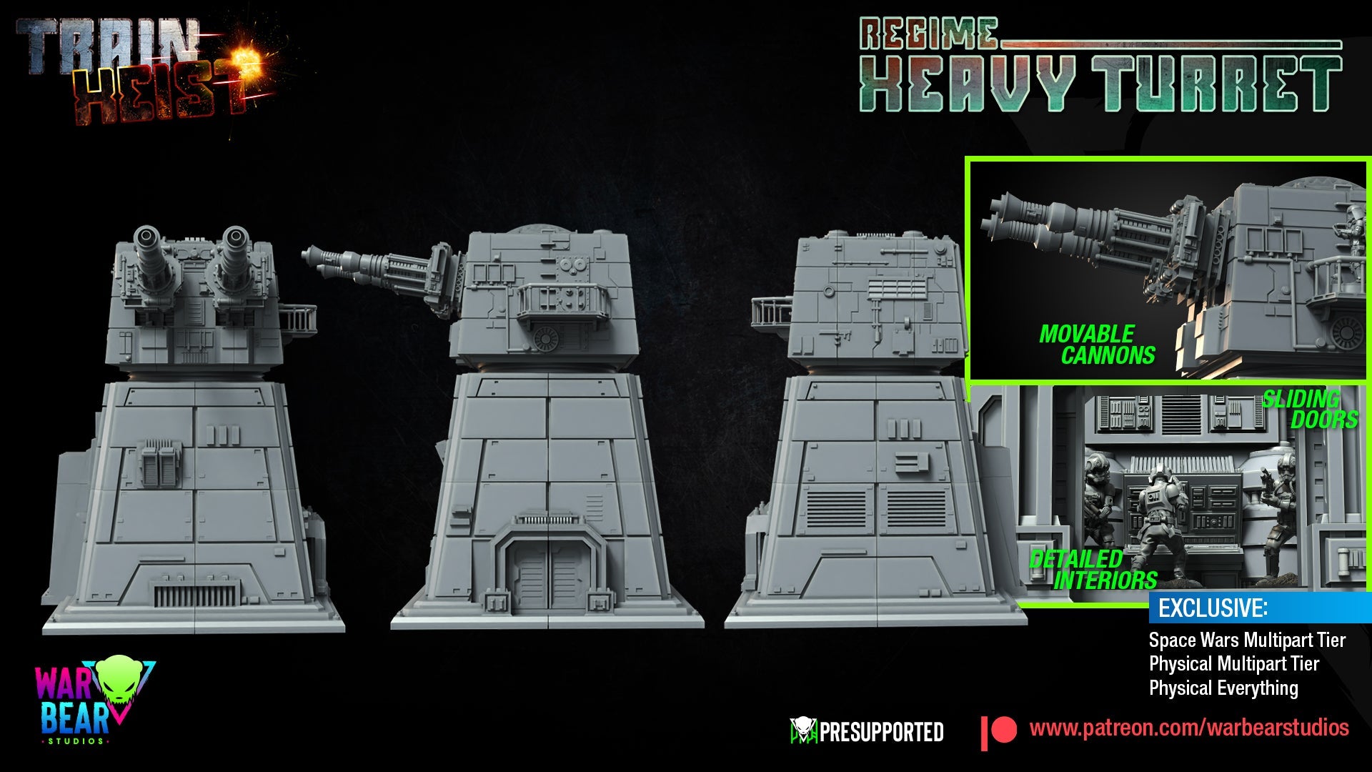 Train Heist Regime Heavy Turret Tower | Warbear Studios 28mm SciFi Wargaming Miniatures Role Playing Miniatures