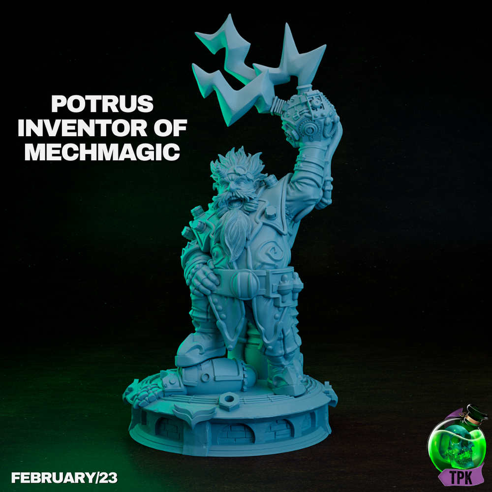 Potrus Mechmagic Inventor 2 | TPK Lab 32mm Fantasy Tabletop RPG Miniatures