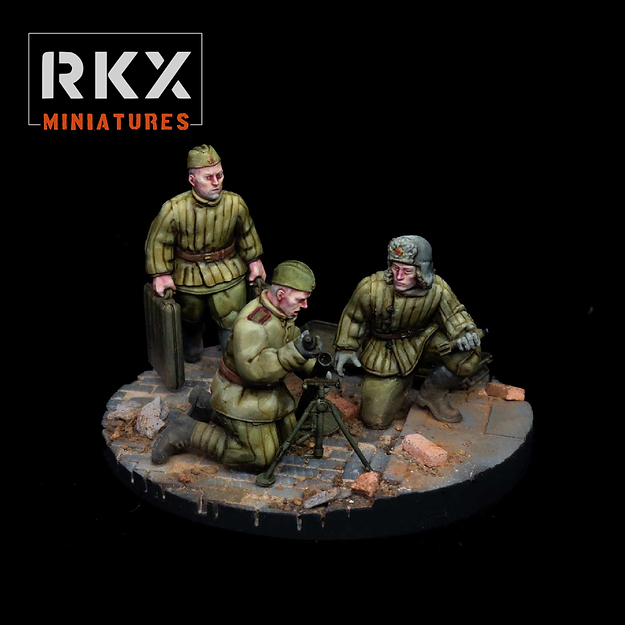 Soviet 50mm Mortar Team | RKX Miniatures 28mm WW2 Wargaming Miniatures Role Playing Miniatures