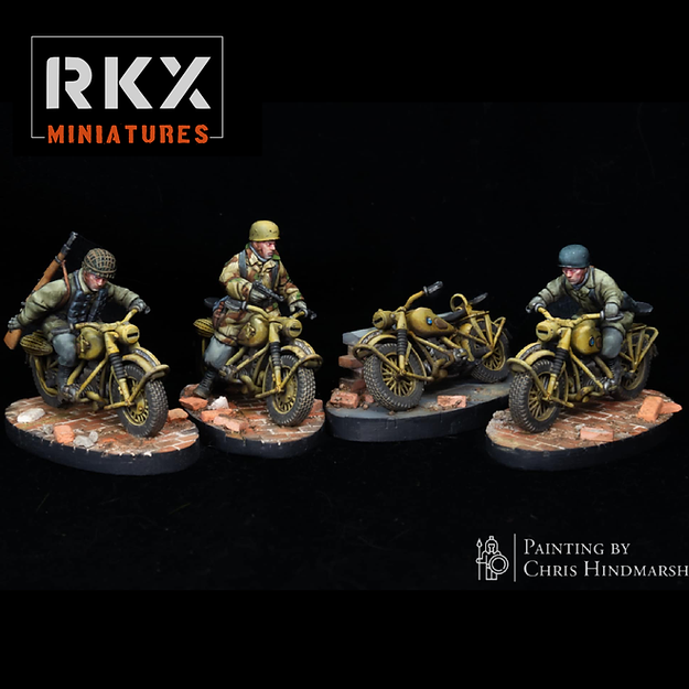 Fallschirmjager Motorcycles | RKX Miniatures 28mm WW2 Wargaming Miniatures Role Playing Miniatures