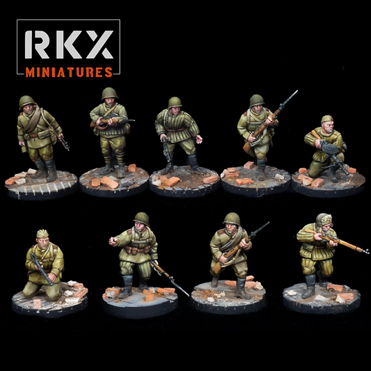 Soviet Rifle Squad | RKX Miniatures 28mm WW2 Wargaming Miniatures Role Playing Miniatures