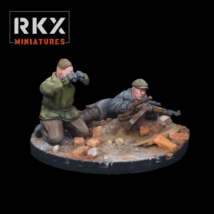Volkstruum Sniper Team | RKX Miniatures 28mm WW2 Wargaming Miniatures Role Playing Miniatures