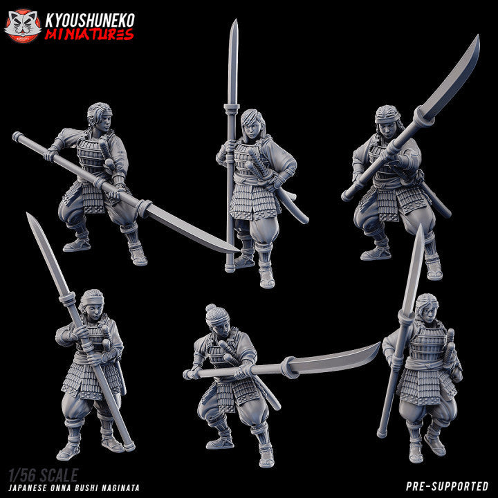 Feudal Japanese Onna Bushi Naginatas | Kyoushuneko 28/32mm Fantasy Wargaming Miniatures Role Playing Miniatures