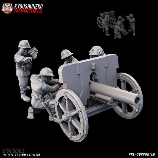 Imperial Japanese Type 94 74mm Artillery Team | Kyoushuneko 28mm WW2 Wargaming Miniatures Role Playing Miniatures