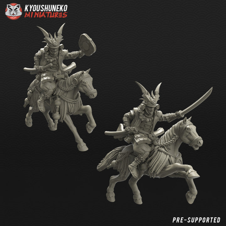 Feudal Japanese Mounted Daimyo | Kyoushuneko 28/32mm Fantasy Wargaming Miniatures