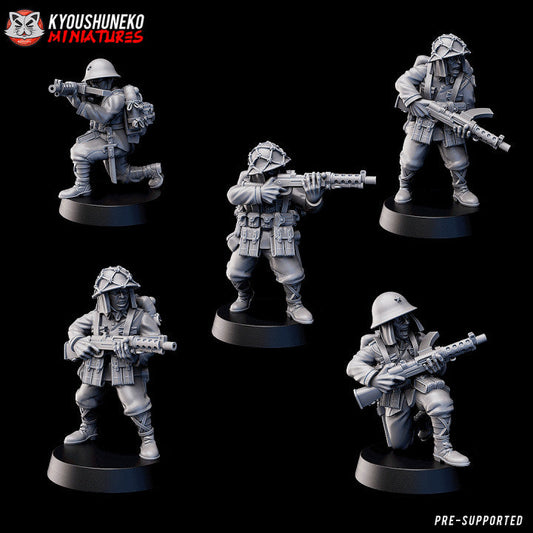 Imperial Japanese SMG Infantry | Kyoushuneko 28mm WW2 Wargaming Miniatures Role Playing Miniatures
