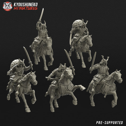 Feudal Japanese Mounted Samurai Katana | Kyoushuneko 28/32mm Fantasy Wargaming Miniatures Role Playing Miniatures
