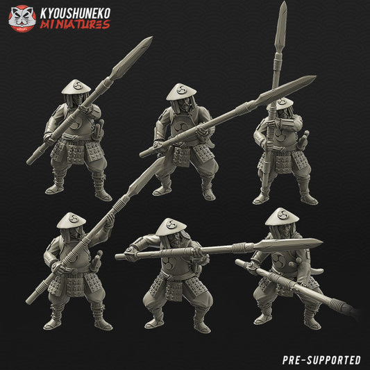 Feudal Japanese Ashigaru Yari | Kyoushuneko 28/32mm Fantasy Wargaming Miniatures Role Playing Miniatures