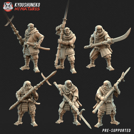 Feudal Japanese Sohei Monk Polearms | Kyoushuneko 28/32mm Fantasy Wargaming Miniatures Role Playing Miniatures