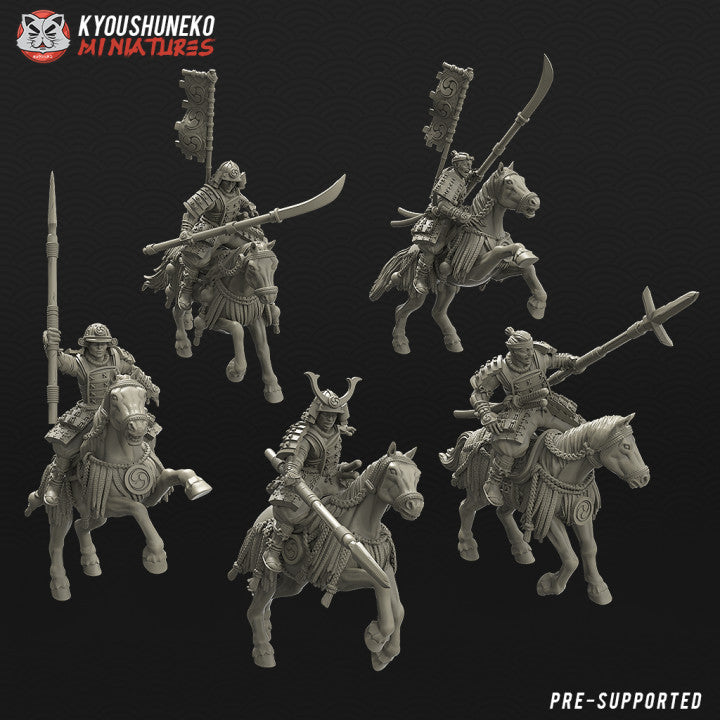 Feudal Japanese Mounted Samurai Polearms | Kyoushuneko 28/32mm Fantasy Wargaming Miniatures